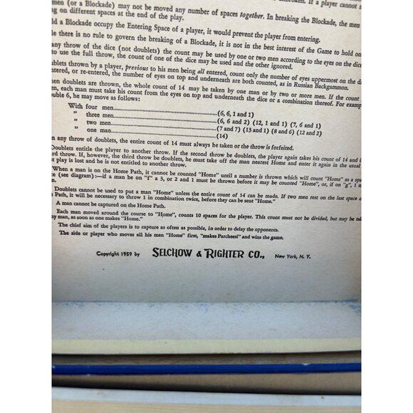 Vintage 1959 Parcheesi Board Game Gold Seal Edition Backgammon Game Of India - Picture 14 of 14